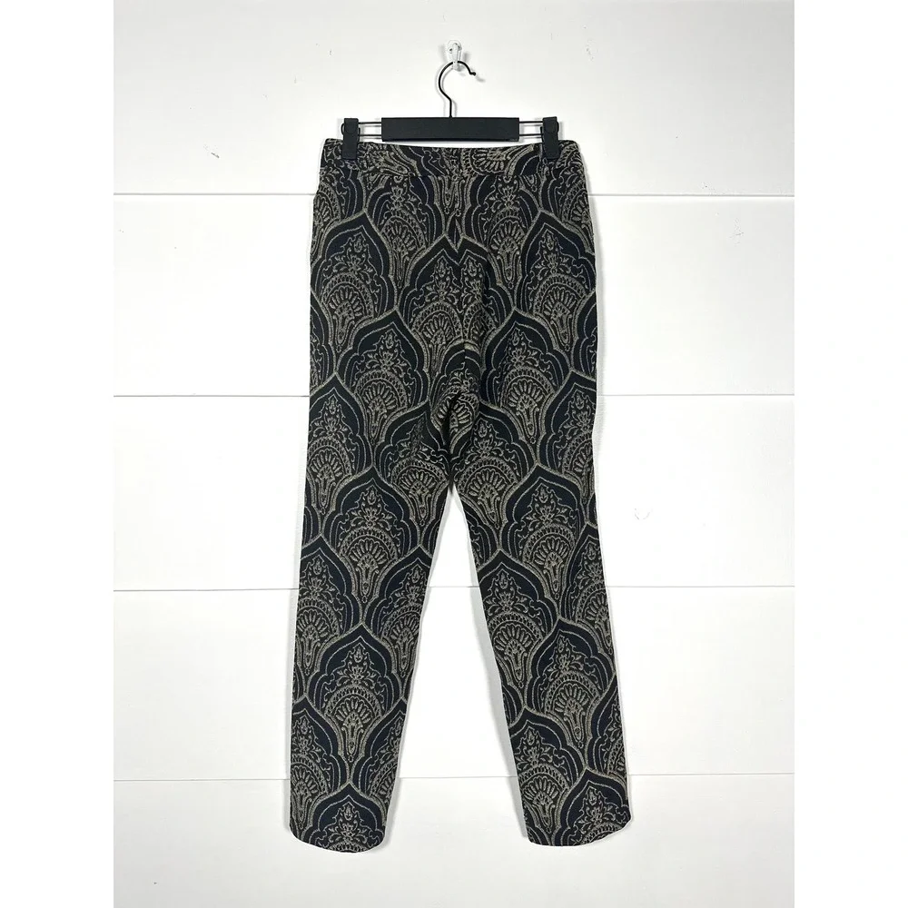 J.McLaughlin Grier cropped‎ pants black gold brocade stretch womens 0